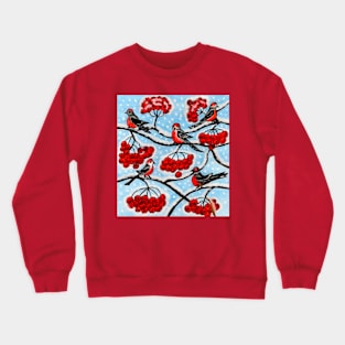 Bullfinches with ash berries Crewneck Sweatshirt